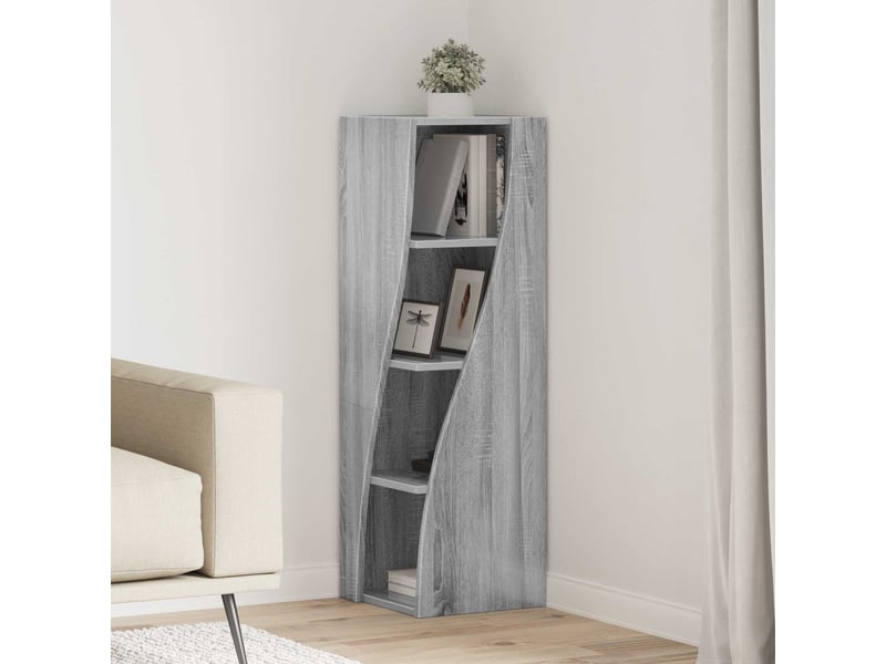  Meuble d'angle, meuble de rangement salon 32x32x102cm bois d'ingénierie gris sonoma  - Conforama B