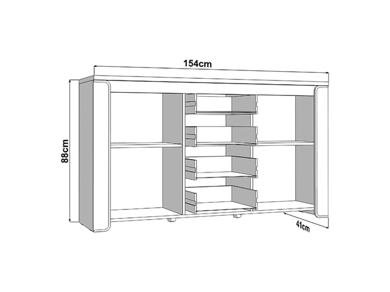  Buffet barone, armoire 4 tiroirs, 154x41x88h cm blanc Barone - Conforama C