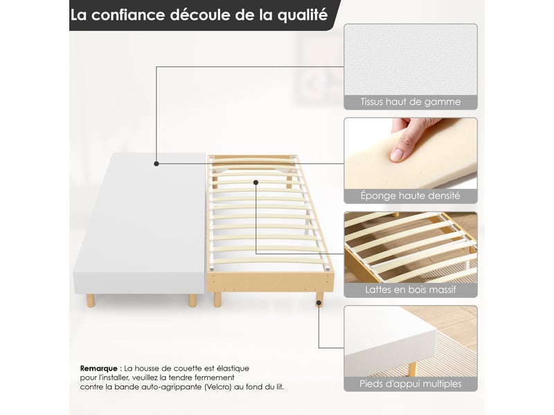  Sommier tapissier 160x200 (2x80x200), 6 pieds*2  - Conforama B