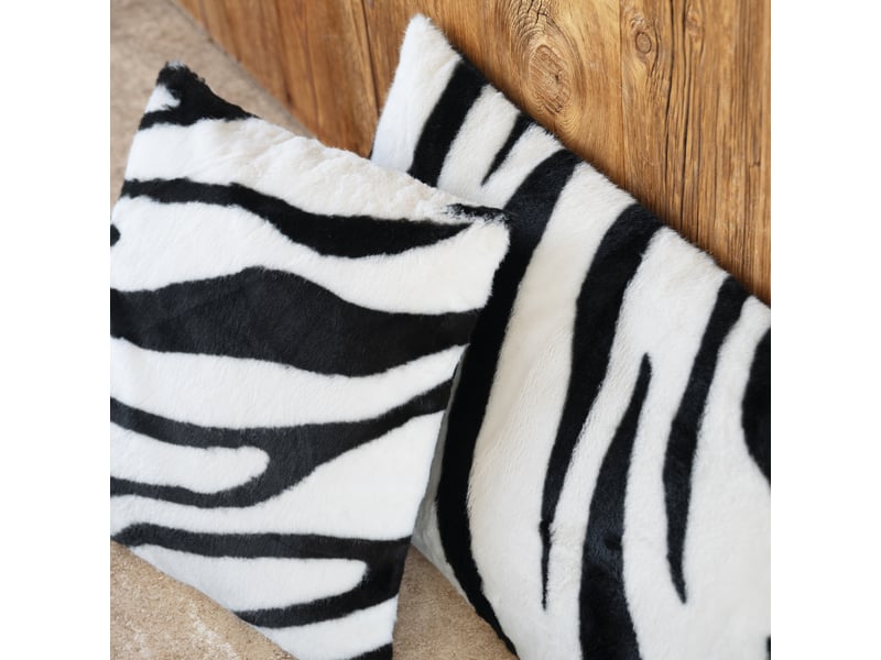  Coussin garni à motif zèbre avec dos en velours 45x70 cm  - Conforama C