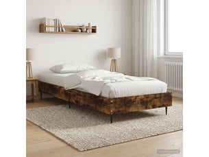 Lit adulte, lit simple, cadre de lit chêne fumé 80x200cm bois d'ingénierie cf6009