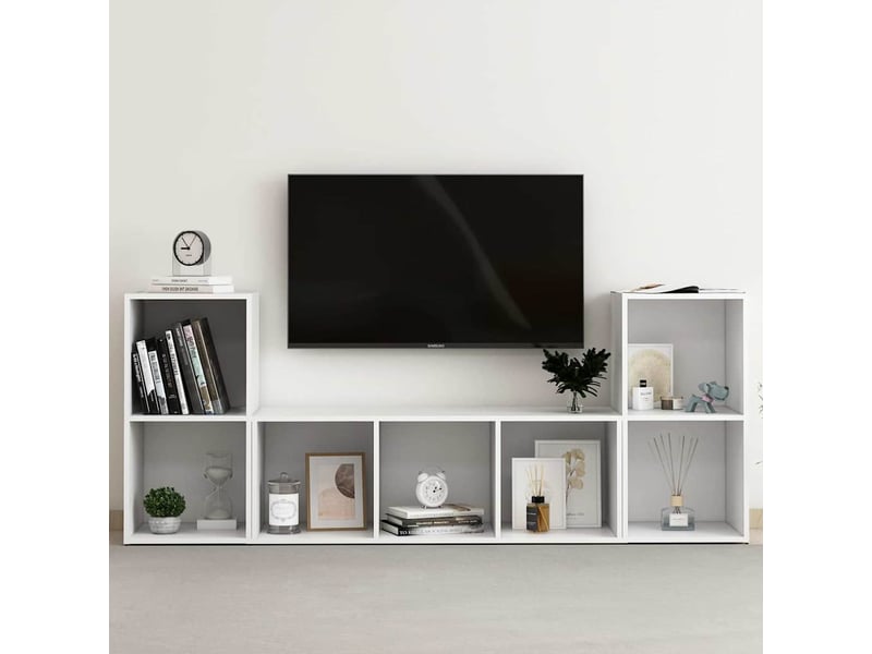 Ensemble de meubles tv 3 pcs blanc bois d'ingénierie shl21155  - Conforama B
