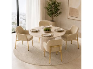 Lot de 4 chaises de salle à manger marron avec accoudoirs, dossier ergonomique, pieds métal doré, patins réglables, charge 125 kg, modernes