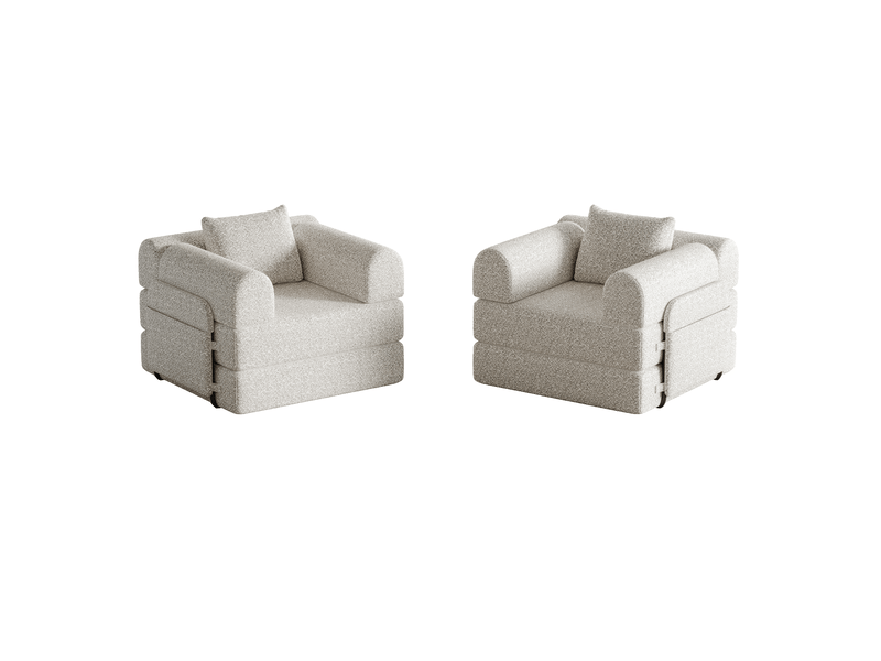  Fauteuil-lit 2 en 1 avec rangement d’accoudoir, chenille kaki  - Conforama A