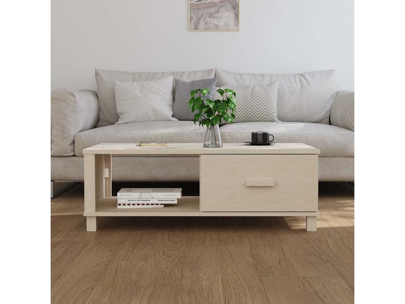  Table basse - table de salon - table à thé hamar marron miel 100x55x35 cm bois massif de pin  - Conforama C