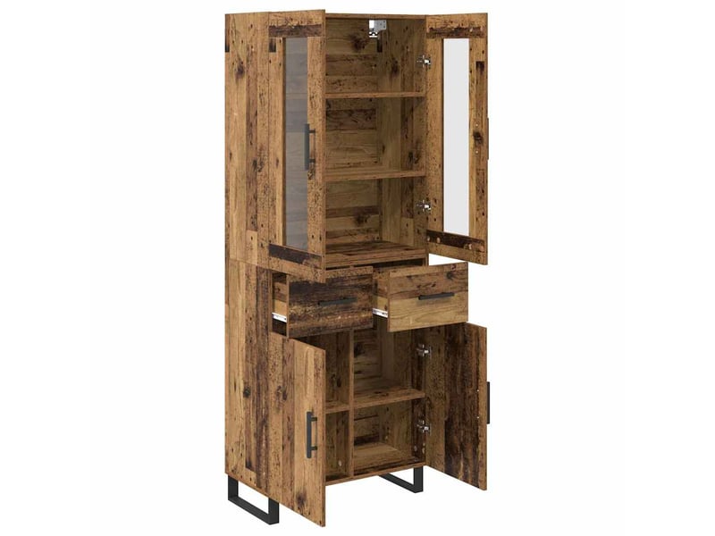 Haut armoire, armoire de rangement bois ancien 69,5x34x180 cm shl46569 - Conforama E