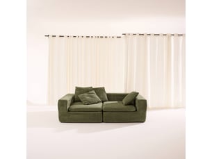 Canapé droit fixe 3 places Tissu vert