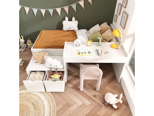 Lit avec rangement 90x200 cm <strong>OXEZA</strong> <strong></strong> coloris blanc