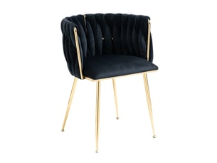 Lot de 2 chaises de salle à manger 55,5x41x74cm, dossier arrondi, design tressé, pour salon, pieds en métal, velours noir