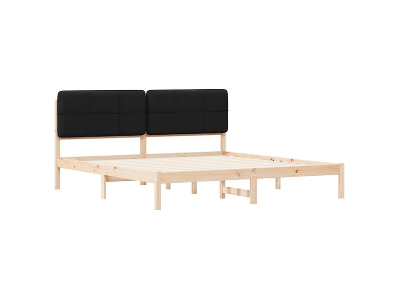 Lit double- lit adulte - cadre de lit avec tête de lit rembourrée noir 180 x 200 cm - Conforama C