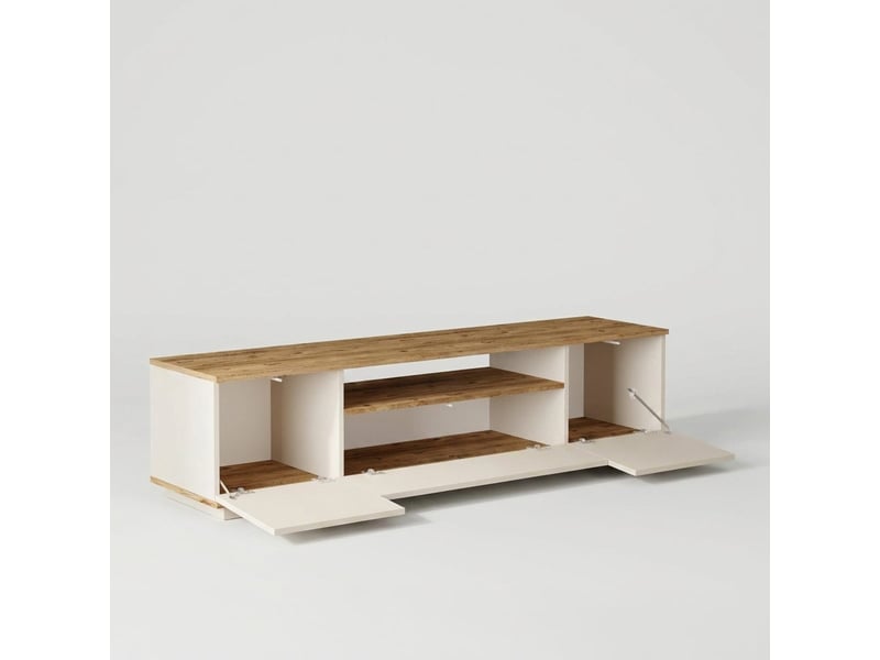  Meuble tv 180 cm xavor avec portes et étagères  - Conforama C