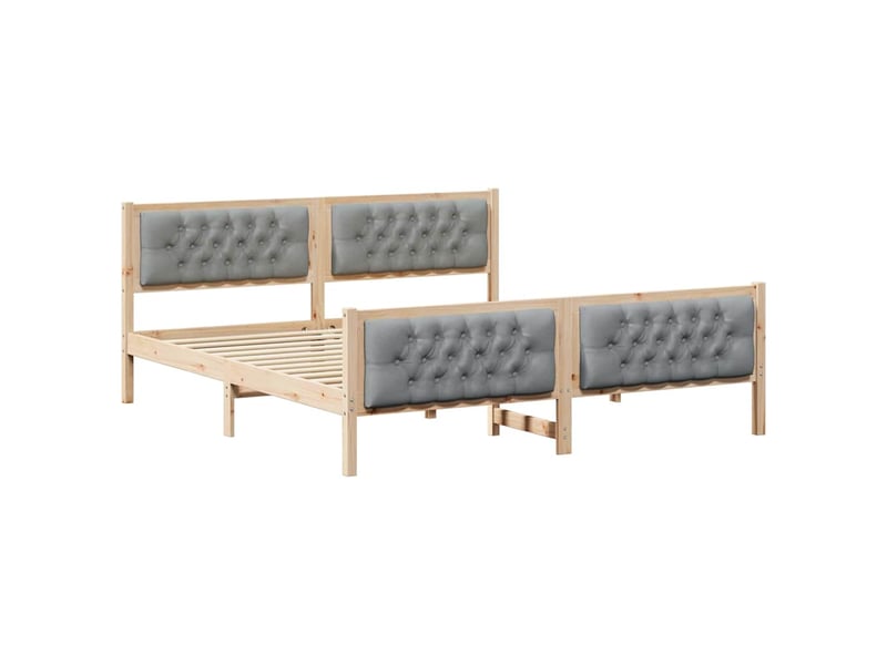 Lit double- lit adulte - cadre de lit gris clair 160 x 200 cm pin massif - Conforama A