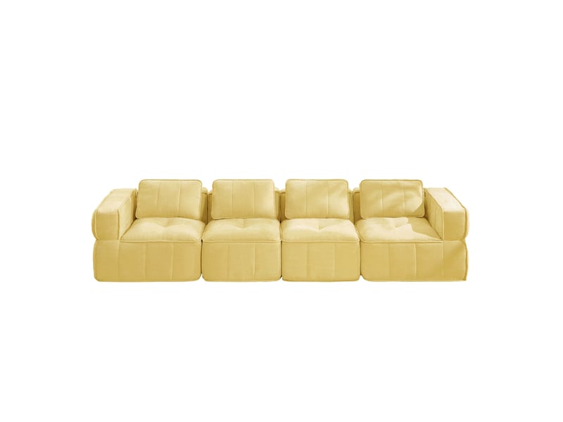  Canapé modulable 4 places sans cadre rigide en polyester jaune  - Conforama E