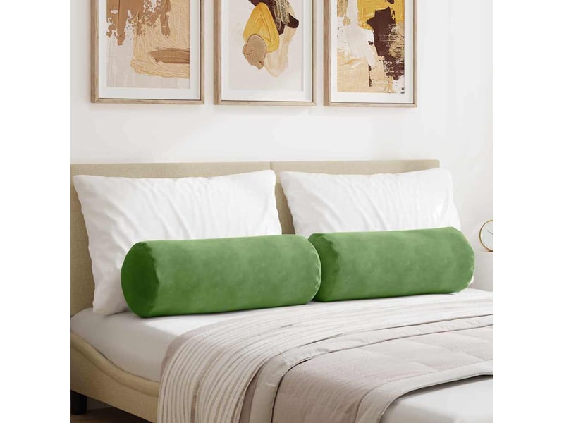  Lot de 2 coussins d'accent, coussins décoratifs, coussins lombaires vert clair ø 25 x 70 cm cf56753  - Conforama B