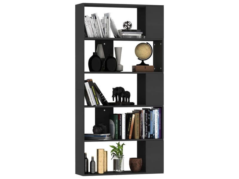  Bibliothèque de bureau séparateur de pièce noir bois d’ingénierie  - Conforama C