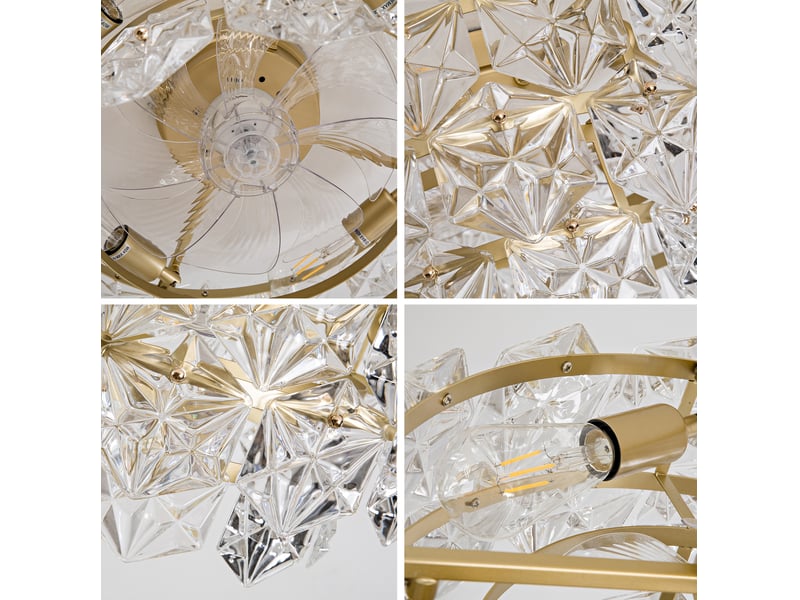  Ventilateur de plafond 50x50x29,5 cm réversible métal doré  - Conforama D