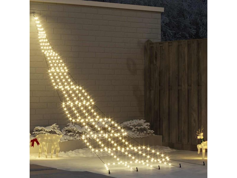  Arbre de noël, sapin de noël led avec piquets au sol blanc chaud 511 cm métal  - Conforama B