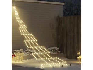 Arbre de noël, sapin de noël led avec piquets au sol blanc chaud 511 cm métal