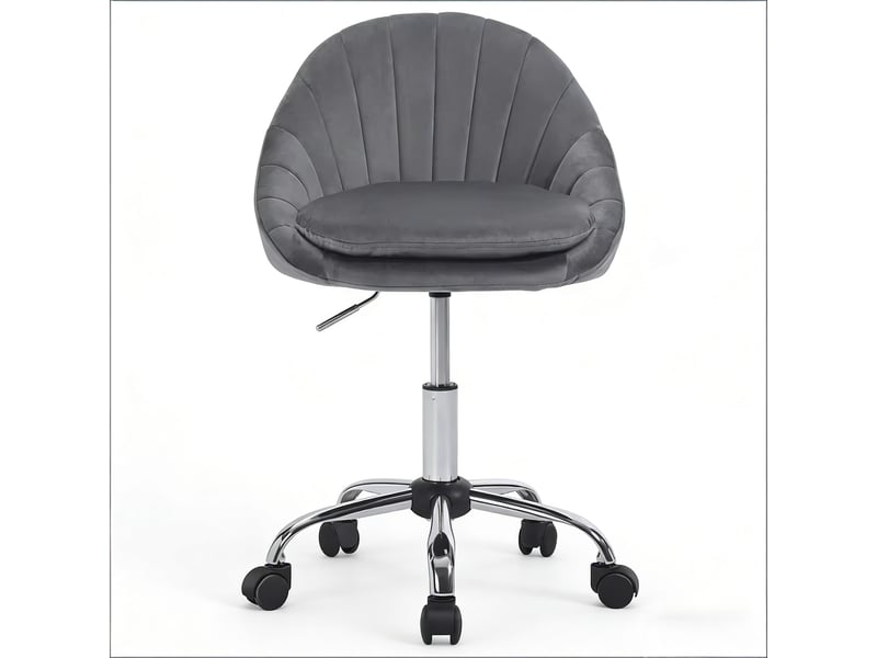  Chaise de bureau ergonomique pivotante 360° réglable en hauteur - lpospi - roulettes, velours gris foncé  - Conforama A
