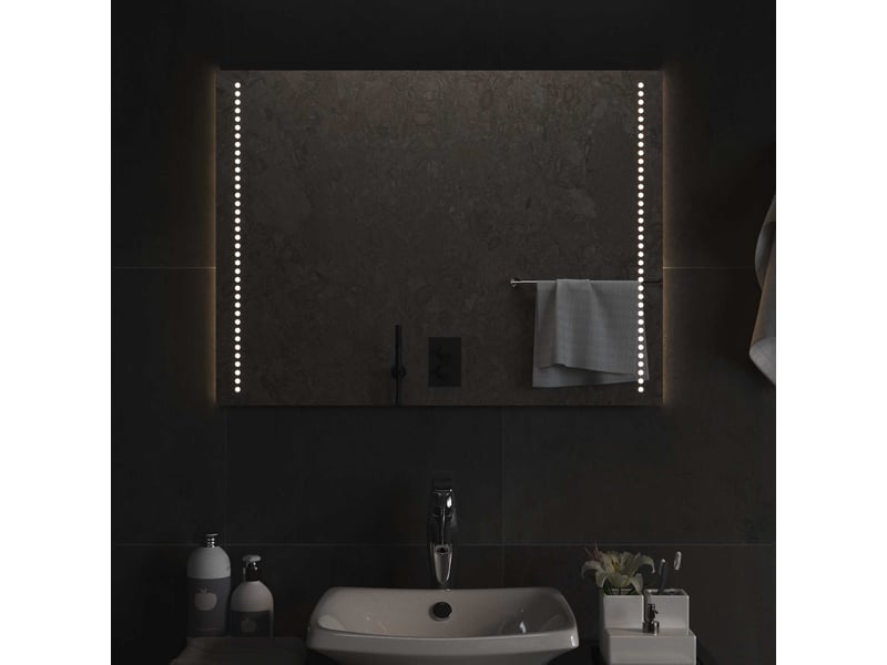 Miroir de salle de bain, miroir de toilette led transparent 80 x 60 cm verre trempé cf62621 - Conforama C