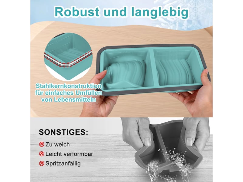 Moule à soupe en silicone avec couvercle, boîte à lunch compartimentée, 2 compartiments, 1000 ml, ensemble de 2 pièces, bleu ZYS01843LHY - Conforama C