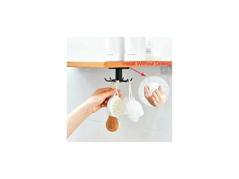  Crochet rotatif de cuisine sans perforation, support de spatule d'armoire, de rangement mural suspendu, noir XLH-QYH-003927MF - Conforama D