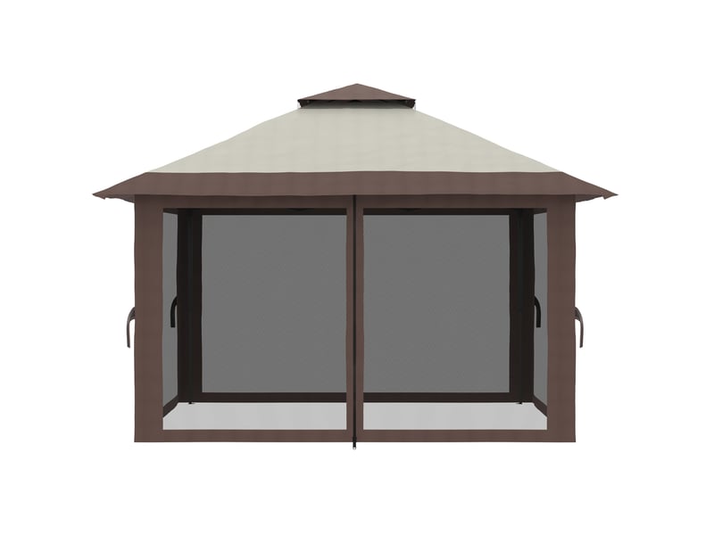  Pavillon pliant de jardin 4 x 4 m – beige – toit double uv50+ réglable et rideaux moustiquaires  - Conforama A