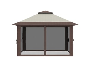 Pavillon pliant de jardin 4 x 4 m – beige – toit double uv50+ réglable et rideaux moustiquaires