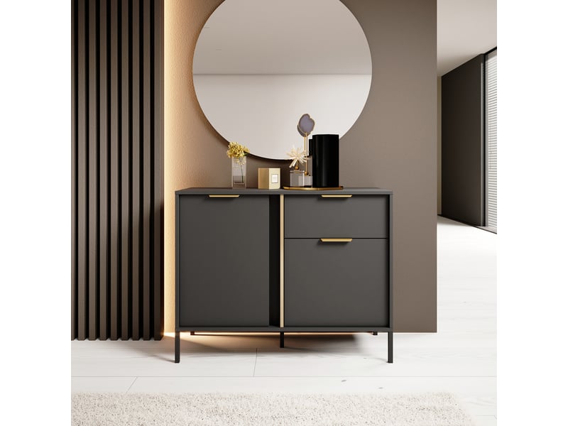 Buffet hame, bahut un tiroir, 103x40x81h cm noir Hame - Conforama B