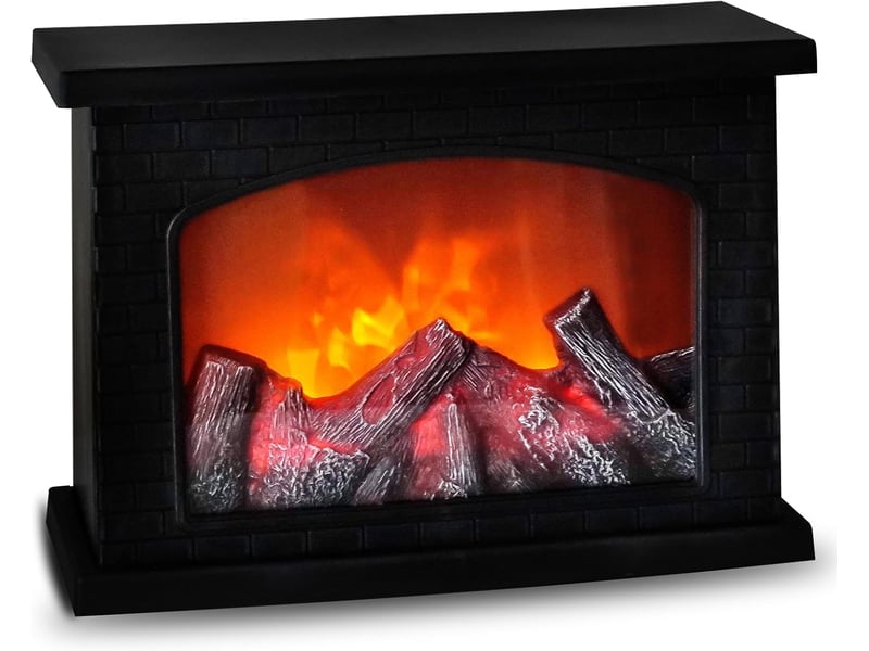 Cheminée factice avec effet de flamme led, adaptée aux décorations de noël intérieures et extérieures (sans fonction de chauffage, noire - Conforama A