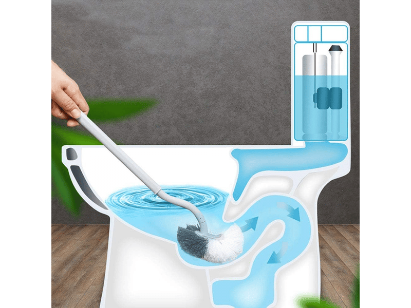  Brosse de toilette brosse wc brosse de toilettes à manche long plastique, avec des poils solides pour le ménage des toilettes, nettoyage en profondeur  - Conforama B