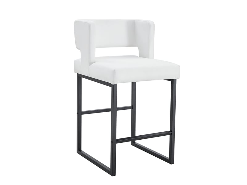  Lot de 2 tabourets de bar en similicuir pu blanc, pieds en métal W3658P358544 - Conforama A