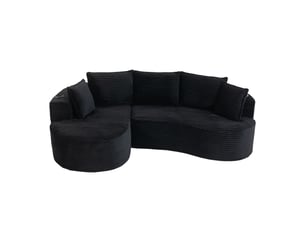 Canapé d'angle gauche fixe <strong>MERAX</strong> <strong>canapé compressible</strong> 3 places Tissu noir