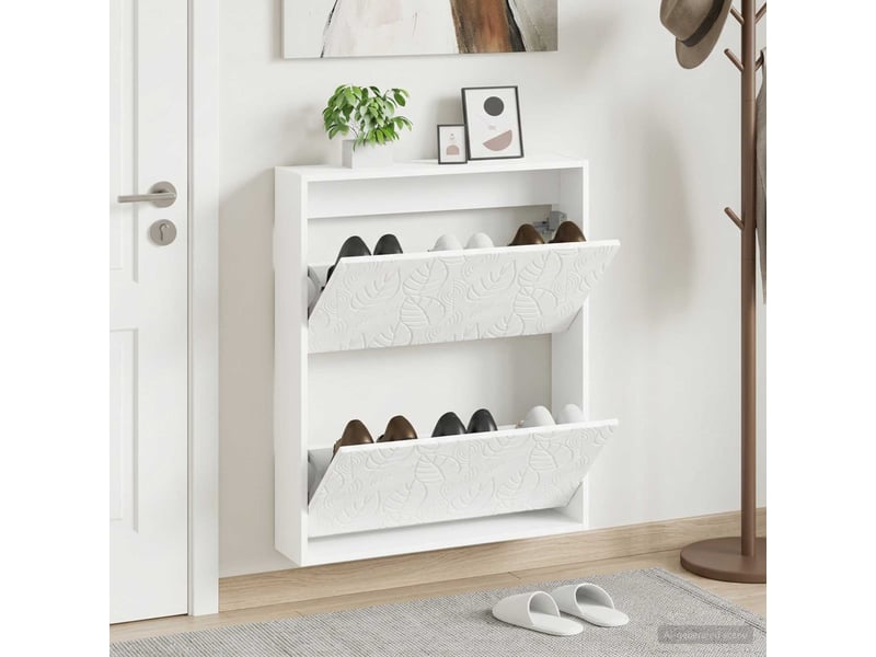  Meuble à chaussures mural, armoire à chaussures delft 71x17x86 cm blanc  - Conforama B