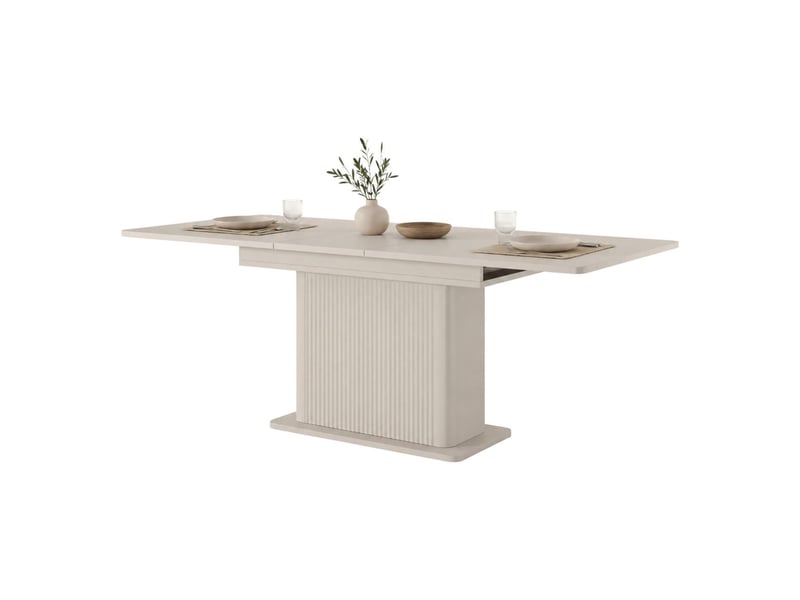  Table extensible kariteni, 8 places, 160x90x75h cm beige Kariteni - Conforama A