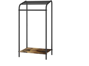 Porte-serviettes sur pied gain de place 79,5 x 41,5 x 28,5 cm avec tablette pratique design industriel en métal noir 13_0018738