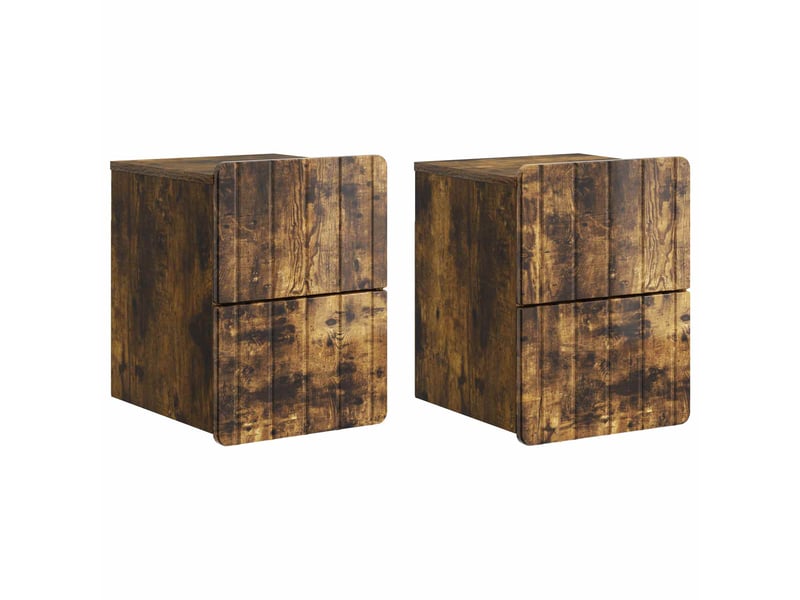 Table de chevet mural 2 pièces chêne fumé 33 x 34,5 x 43 cm - Conforama B