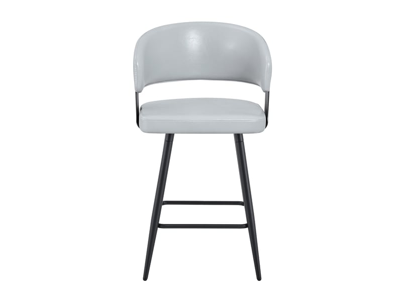  Chaise de salle à manger rembourrée avec accoudoirs et dossier ergonomique, cuir pu gris  - Conforama A