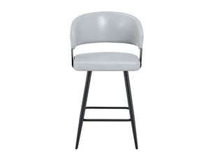 Chaise de salle à manger rembourrée avec accoudoirs et dossier ergonomique, cuir pu gris