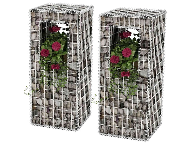  Jardinière - bac à fleurspoteau de panier gabion 2 pcs acier 50x50x120 cm  - Conforama B
