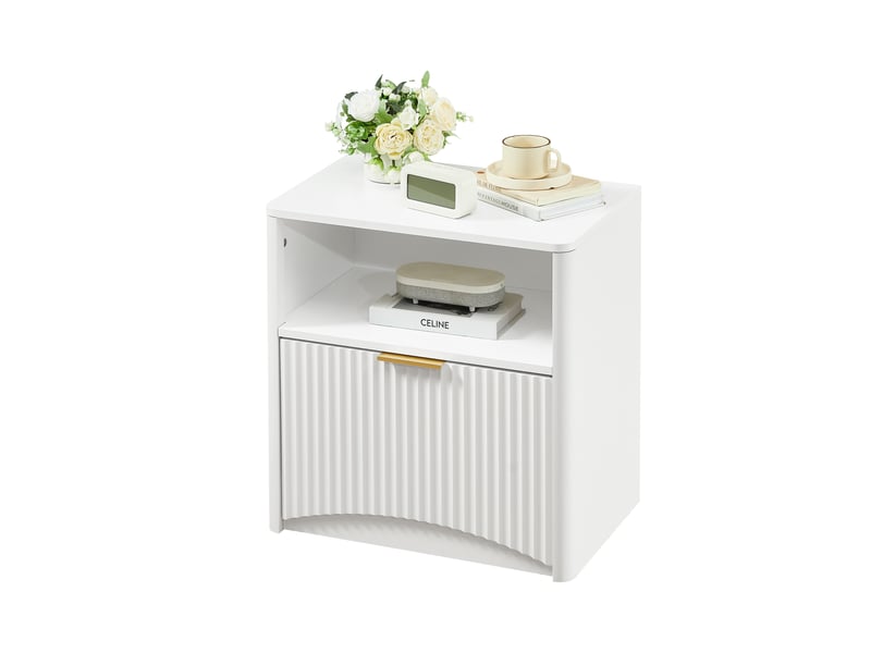  Table de chevet,58x38x60 cm,tiroir et niche ouverte,blanche  - Conforama A