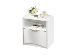 Table de chevet,58x38x60 cm,tiroir et niche ouverte,blanche