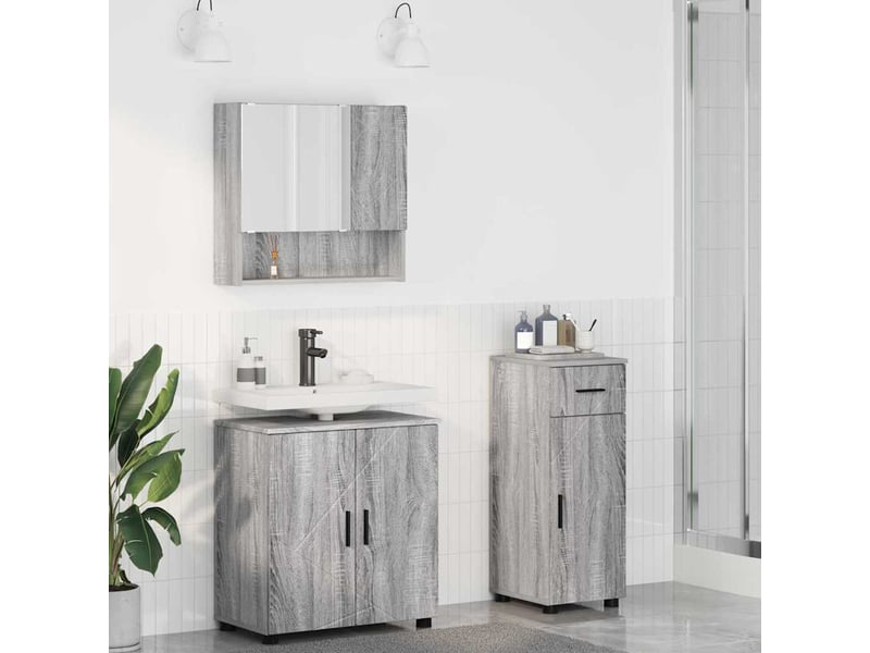  Ensemble de mobilier de salle de bain 3 pc gris sonoma cf64389  - Conforama B