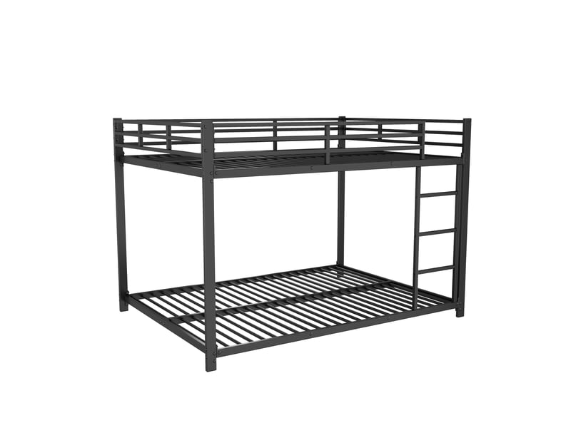 Lit superposé 140x200, lit superposé en métal noir. Lit superposé pour enfant avec sommier à lattes, cadre robuste et gain de place. - Conforama W