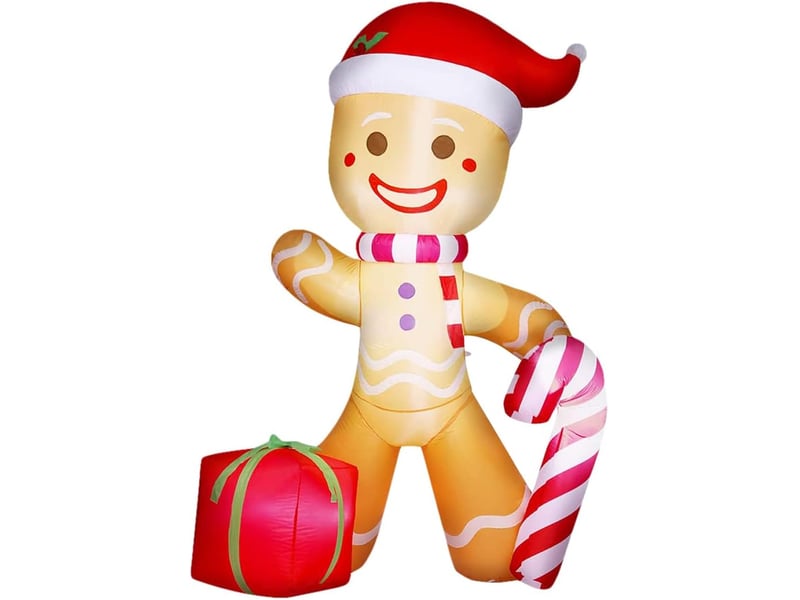  Bonhomme en pain d'épices gonflable de noël 1,2 m avec led, décoration extérieure pour jardin  - Conforama A