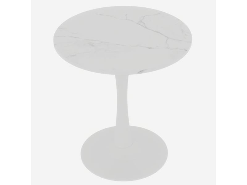  Table basse moderne - blanc - marbre artificiel - style milieu du siècle - polyvalente 70x70x72cm - Conforama A