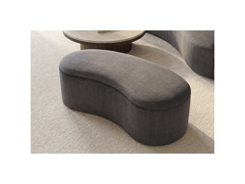 Canapé nyjy avec pouf coffre en velours – gris graphite – 178 x 67 x 120 cm - Conforama E