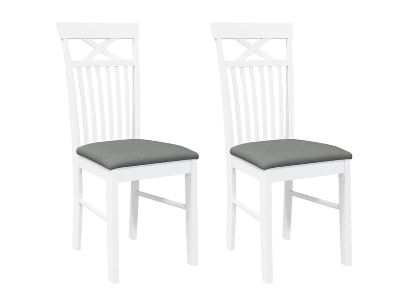  Vidaxl chaises à manger coussins 2 pcs blanc bois massif caoutchouc  - Conforama A