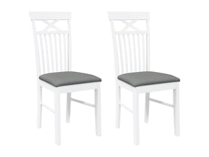 Vidaxl chaises à manger coussins 2 pcs blanc bois massif caoutchouc