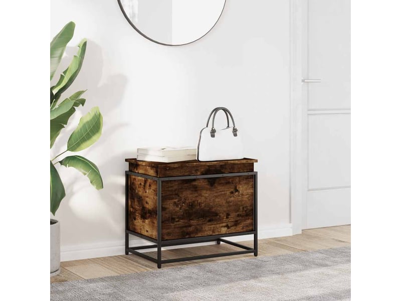  Boîte de rangement, coffre de rangement avec couvercle chêne fumé bois d'ingénierie shl135  - Conforama C